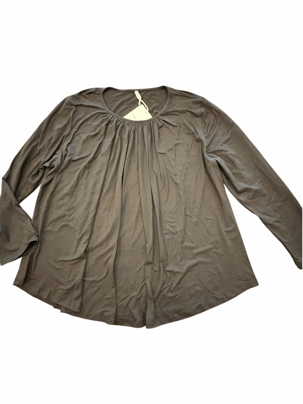 Women’s Pevrl Black Long Sleeve Pullover Rayon Blouse 3XL Stretch Slinky New